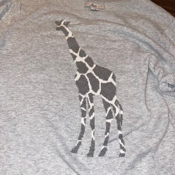 Bass Gray Long Sleeve Giraffe Light Weight Sweater Women's XL Cotton Zoo Animal - Picture 10 of 10